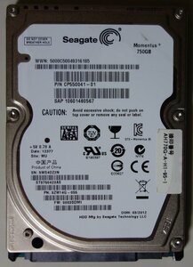 3754 2.5インチ内蔵SATAハードディスク 9.5mm 750GB Seagate ST9750423AS LIFEBOOK AH77/G Windows7Homeリカバリ領域あり 使用3775時間