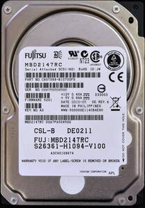 (国内発送) FUJITSU MBD2147RC SAS 2.5インチ HDD ディスク容量 146GB 使用時間 36320H 初期化済 中古品 (管:ESAS15 x1s