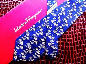 ♪今週の特売980円～♪0603♪良品【Salvatore Ferragamo】フェラガモ 【いかだ キリン 動物 柄】ネクタイ♪