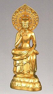仏像 弥勒菩薩 合金製 純金メッキ 高さ15.0cm