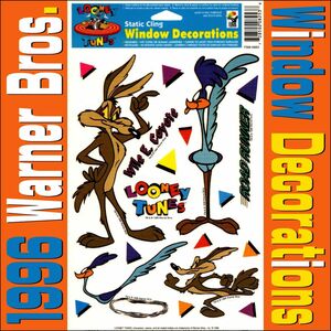 ロードランナー ワイリーコヨーテ 1996 Warner Bros. ヴィンテージシール 90s Looney Tunes Road Runner Wile E Coyote Window Decorations