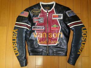 ☆フラットトラックスタイルのバイクジャケット☆バンソン レザーライダース スター☆VANSON TYPE.STAR Size.34☆