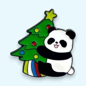 パンダ クリスマス クリスマスツリー にじ ジャイアントパンダ 動物 ピン ピンバッジ バッジ ポスト投函