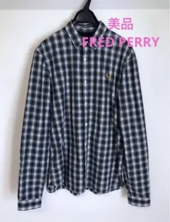 美品　FRED PERRY メンズ　チェックシャツ　グリーン系