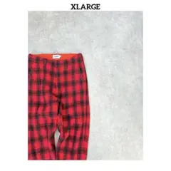 # XLARGE エクストララージ　ウール　チェック　裾ジップ　テーパードパンツ