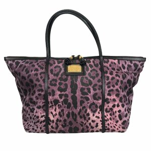 【1円～】 ドルチェ＆ガッパーナ DOLCE＆GABBNA バッグ ハンドバッグ トートバッグ レオパード柄 ナイロン パープル 中古