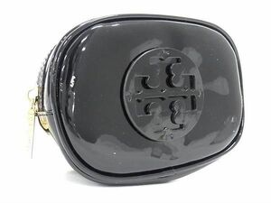 ■美品■ TORY BURCH トリーバーチ パテントレザー マルチケース 小物入れ 化粧ポーチ メイクポーチ レディース ブラック系 DF6623