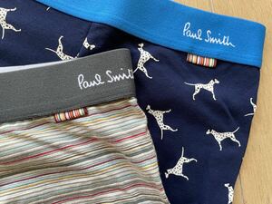 即決！ポールスミス！PAUL SMITH LOWRISE BOXER ローライズボクサー ダルメシアン柄ネイビー&マルチボーダー柄チャコール L