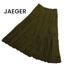 【JAEGER】ロンドン カーキ プリーツロングスカート イギリス製 M〜L