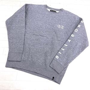 1632◎ BILLABONG ビラボン トップス スウェット トレーナー 長袖 裏起毛 ロゴ 刺繍 カジュアル ライトグレー メンズL