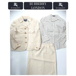 BURBERRY LONDON バーバリー ロンドン スカート スーツ セットアップ ジャケット サイズ40 長袖シャツ カットソー ストライプ 