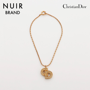 極美品 クリスチャンディオール Christian Dior CD ロゴ ラインストーン ブレスレット ゴールド WS10085