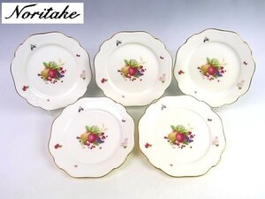 ◆良品◆Noritake/ノリタケ◆コンテンポラリー プレート 5枚◆金彩◆フルーツ柄◆