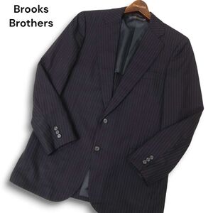 Brooks Brothers ブルックスブラザーズ 背抜き ウール100％★ ストライプ テーラード ジャケット Sz.96A7　メンズ 紺 日本製　C4T08624_9#O