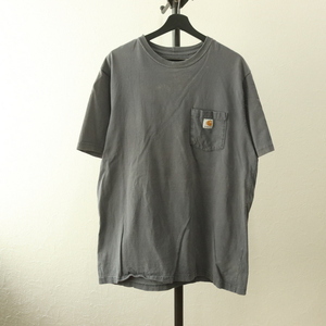 A688 2000年代製 カーハート CARHARTT ポケットTシャツ■00s 表記Lサイズくらい アメカジ グレー ストリート ワーク アンティーク 90s 80s