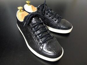 グッチ 6.5 Gucci GGシマ モノグラムレザー スニーカー 黒 9374