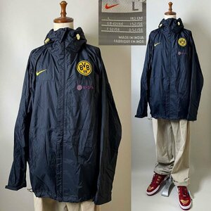 ★【名作 激レア 2000年代】00s ビンテージ NIKE Dortmund BVB EVONIK ナイキ ドルトムント マウンテンパーカー シェル ジャケット L 黒