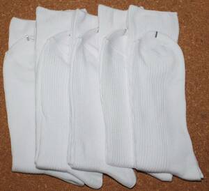 5足セット 新品 白 靴下 25cm～27cm 綿混 ホワイト メンズソックス 白色 オールフォーメン 送料無料