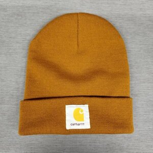 K636 carhartt カーハート USA製 ニット ワッチ キャップ ブランド ロゴ パッチ アメカジ ワーク 防寒 ブラウン系 ワンサイズ ストリート