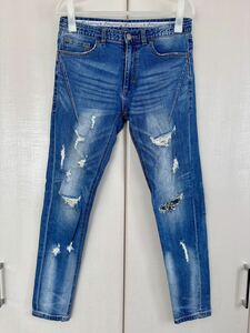 NUMBER (N)INE ナンバーナイン DENIM デニム S ユーズド加工 ダメージ加工 ストレッチ スキニー