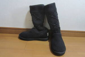 UGG アグ オーストラリア 5879 Classic Argyle Knit クラシック アーガイルニット ロングブーツ 黒 24㎝ O2411C