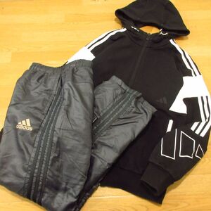 ◎adidas アディダス S 上下セット◆パーカー&中綿ナイロンパンツ 秋冬！◆メンズ 黒◆BA1350