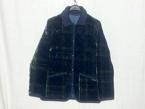 【美品】LAVENHAM×Mens BIGI ラベンハム×メンズ ビギ 別珍 チェック キルティング ジャケット ベロア 英国製 リバーシブル ベロア