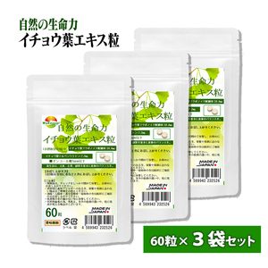 イチョウ葉エキス粒 60粒 3袋セット計180粒約3か月分 含有率に着目