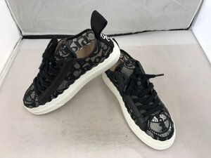 【Chloe】クロエ　レディス　レース・シァー（メッシュ）スニーカーCHC19U108D2　001　ブラック　38（約24cm相当）　SY02-EIO