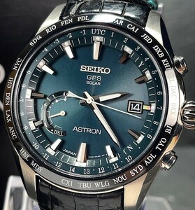 超美品 セイコー SEIKO アストロン ASTRON GPS 電波ソーラー 腕時計 チタン GPS衛星電波 クロコダイルバンド 8Xシリーズ SBXB115 8X22