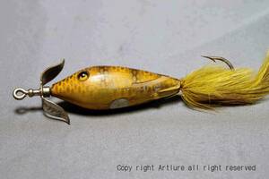 VINTAGE wooden glass eyes LURE HEDDON ARTISTIC MINNOW #50 C1910 DAWAGIAC （8739-35）USA MADE #OLDLURE #ARTLURE_VINTAGE 　