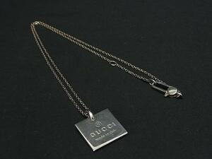 1円 GUCCI グッチ SV925 ロゴ プレート ネックレス ペンダント アクセサリー メンズ レディース シルバー系 FF3964