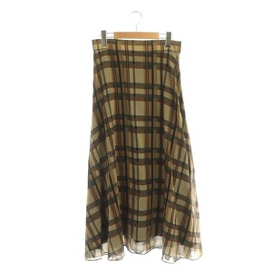 セオリー theory SHEER PLAID VOLUME SKIRT FL チェック フレアスカート シアー ロング 0 茶色 ブラウン ベージュ/HS ■OS レディース