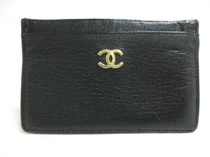 11935◆【SALE】CHANEL シャネル ココマーク CCマーク カードケース/ICカードケース/定期入れ等に 黒 MADE IN SPAIN 中古 USED