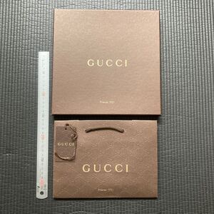 ファッション小物　☆　インテリア雑貨　レア貴重　GUCCI グッチ　ブラウン　紙袋 ショップ袋　小物入れ 空箱 カラ箱 BOX