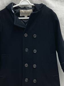 BURBERRY PEA COAT バーバリー Pコート サイズ3Y 98cm 紺 ネイビー フード付 コットン ウール キッズ 子ども服113746