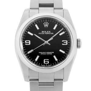 ロレックス オイスターパーペチュアル 116000 ブラック 369ホワイトバー M番 中古 メンズ 腕時計