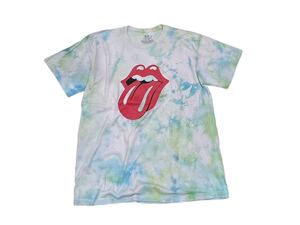 サイズ L【Hanes/ヘインズ】Rolling Stones/ローリングストーンズ ベロ タン プリント タイダイ柄 Tシャツ 総柄 バンドT BAND TEE 古着