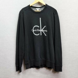 Z1317 Calvin Klein Jeans カルバンクラインジーンズ スウェット トレーナー M ブラック ロゴ アイコン プリント クルー プルオーバー