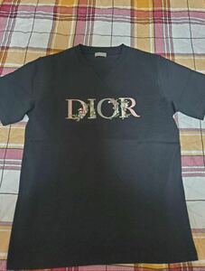 Dior Flowers 花柄 ロゴ 半袖 Tシャツ サイズMブラック