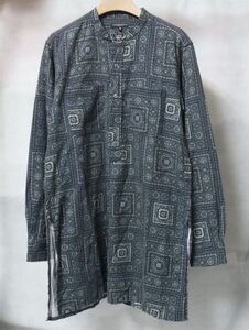 Engineered Garments エンジニアードガーメンツ Banded Long Collar Shirt Crest Print バンドカラー ロング シャツ S 総柄