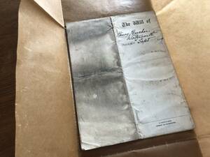 フランスアンティーク　紙もの　古紙　契約書　古文書　古い遺産相続の書類　古い遺言書　1909年