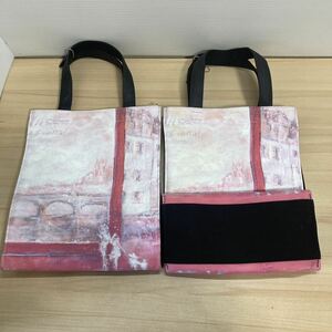 1円スタート KAKO UNO 宇野かこ 個展 グッズ トートバッグ バッグ 32×26.5×14.5cm 2点セット ローズレッド 未使用(6-2)