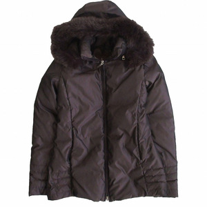 MONCLER モンクレール 茶タグ TANZ VESTE フードファー ダウンジャケット アウター ジップアップ ブラウン サイズ0 46323-97-69839