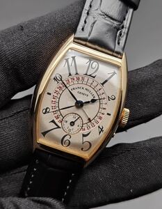 中古 フランクミュラー FRANCK MULLER トノーカーベックス 5850Q24 ポインターデイト K18 750 シルバー文字盤 メンズ 自動巻き 腕時計