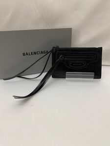 20241030【BALENCIAGA 】バレンシアガ　　コインカードホルダー フラグメントケース レザーブラック 640110