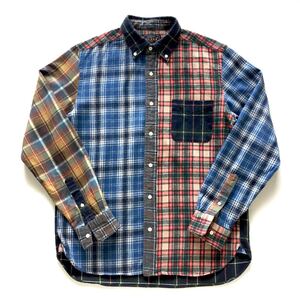 美品 BEAMS PLUS Crazy pattern Flannel Plaid shirt ビームスプラス クレイジーパターン フランネル チェックシャツ M 日本製 JAPAN MADE