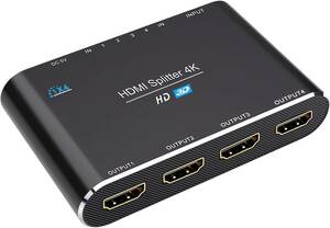 HDMI 分配器1入力 4出力 4K@60Hz同時出力 HDMI スプリッター ハブ 4画面 hdmi 増設 オーディオ同期 複数出力 ミラーモード