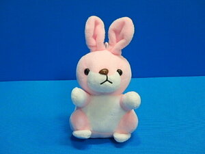 n404k8　うさぎ　ぬいぐるみ　マスコット　ピンク　約14.5㎝　中古　 (0314)