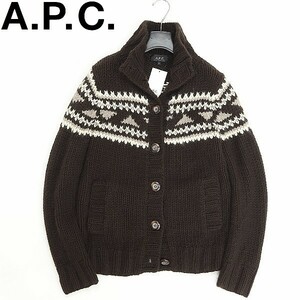 新品◆A.P.C. アーペーセー アンゴラ混 ウール ニット カーディガン カウチン セーター ダークブラウン XS